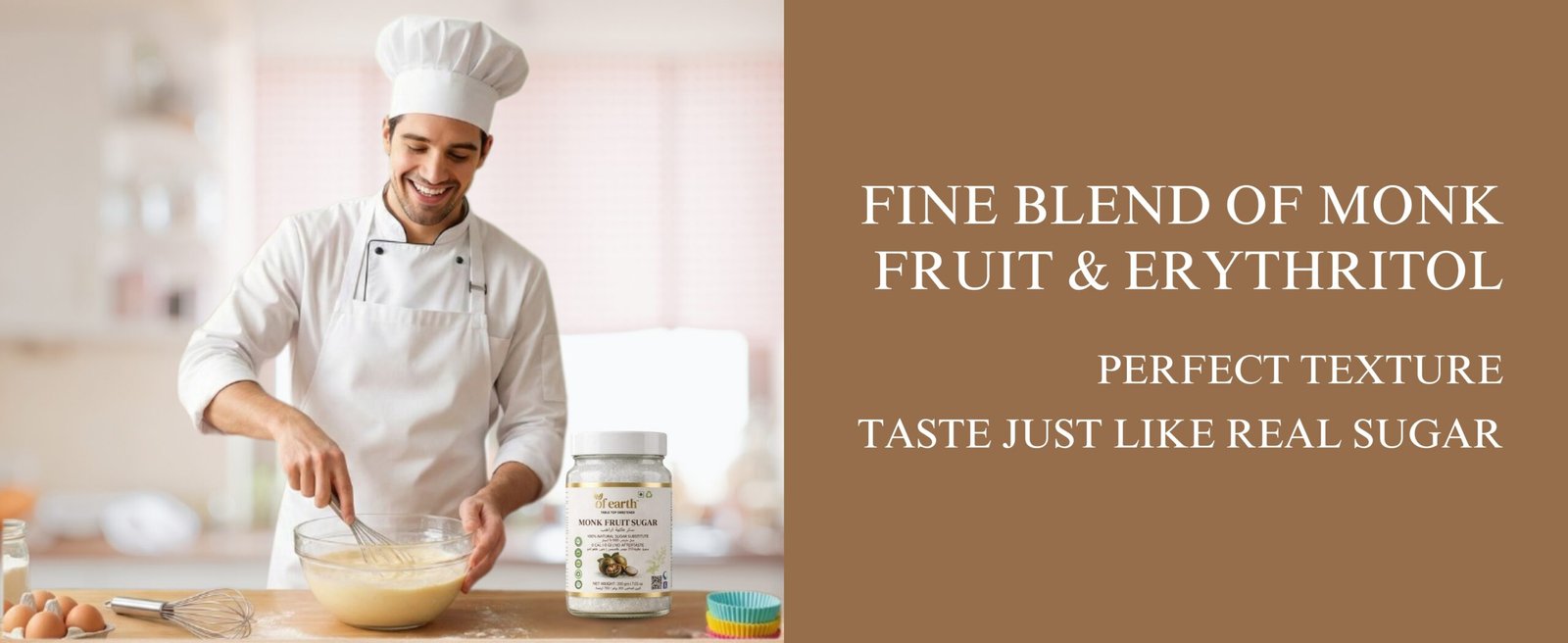 of earth monk fruit sugar | zero calorie sugar substitute | 1:1 sugar replacer for cooking & baking | keto & diabetic friendly | 400g