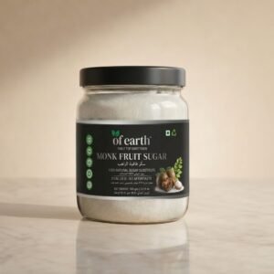 of earth monk fruit sugar with erythritol | zero glycemic index, low calorie sugar substitute | 1:1 sugar replacer for tea, coffee, drinks, cooking & baking | plant based natural monk fruit sugar| keto, vegan & diabetic friendly | 400g