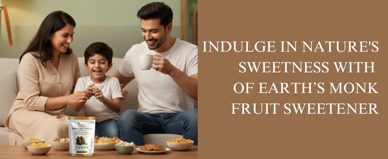 of earth monk fruit sugar with erythritol | zero glycemic index, low calorie sugar substitute | 1:1 sugar replacer for tea, coffee, drinks, cooking & baking | plant based monk fruit sweetener | keto, vegan & diabetic friendly | 400g