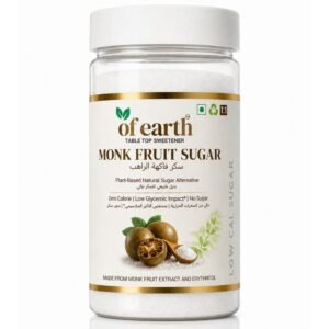 Home of earth monk fruit sugar with erythritol | zero glycemic index, low calorie sugar substitute | 1:1 sugar replacer for tea, coffee, drinks, cooking & baking | plant based | keto, vegan & diabetic friendly | 200g